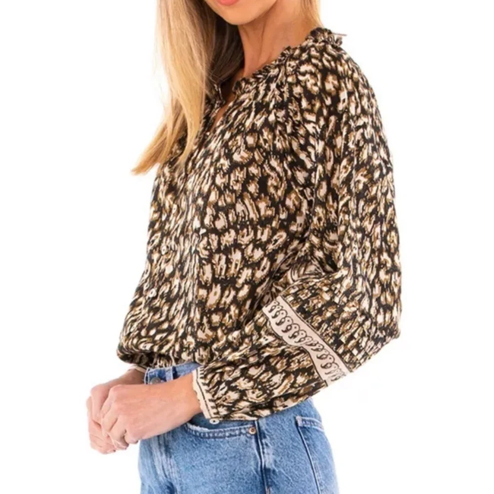 Cleobella Alicia Blouse in Black Leop - Picture 3 of 9